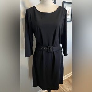 White House Black Market Black Belted Dress